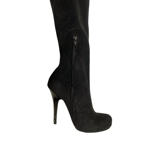 Bebe faux suede black stiletto heel tall pull on glam night out boots size 6 - Picture 5 of 7
